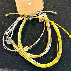 Pura Vida Yellow & Cream Layered Friendship Bracelet Set